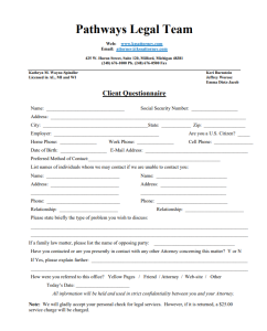 Kathryn Wayne-Spindler Client Questionnaire Pathways Legal Team Client Questionnaire